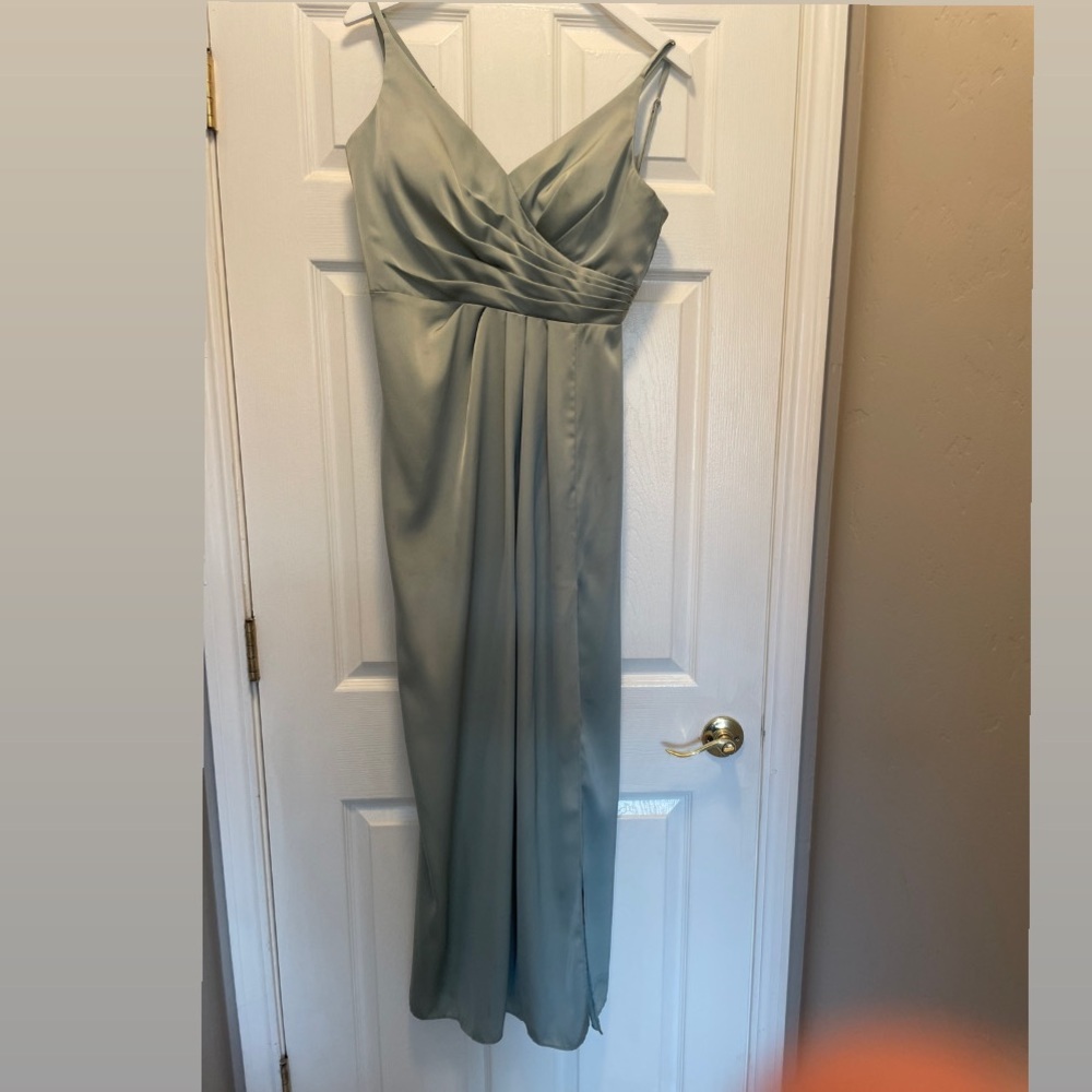 Azazie Satin Agave Bridesmade Dress